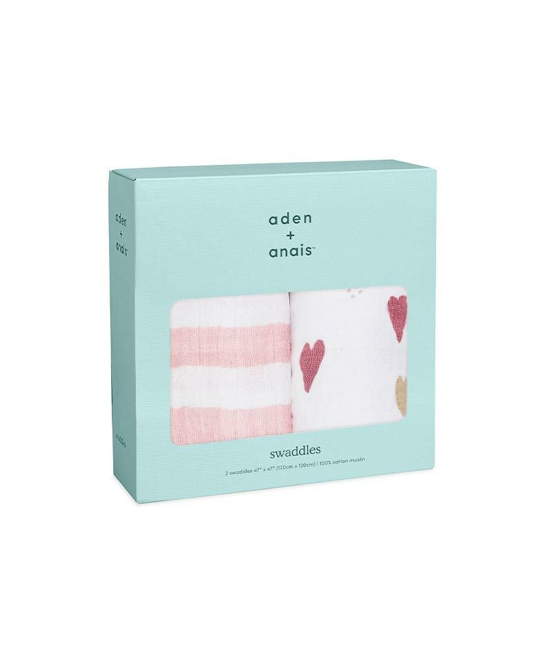 aden + anais】2-pack classic swaddles heart breaker【2点セット