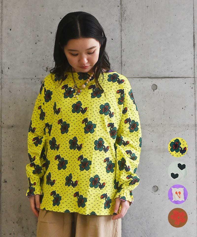 レオナール Tシャツ カットソー ボウタイ 総柄 L イエロー マルチカラー レオナール Tシャツ カットソー ボウタイ 総柄 L イエロー マルチ