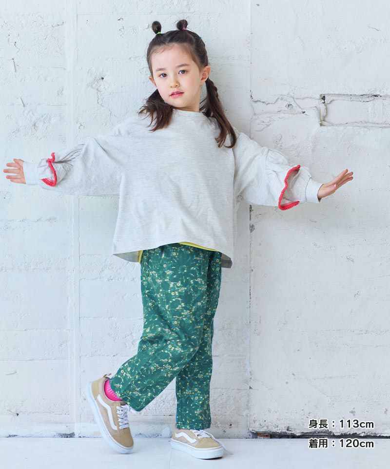 【新品・タグ付き】YaccoMaricard ブルー　2種類のタック　ゆったり GW SALE】【OUTLET】タックイージーパンツ ｜ ボトムス ｜ 子供服の