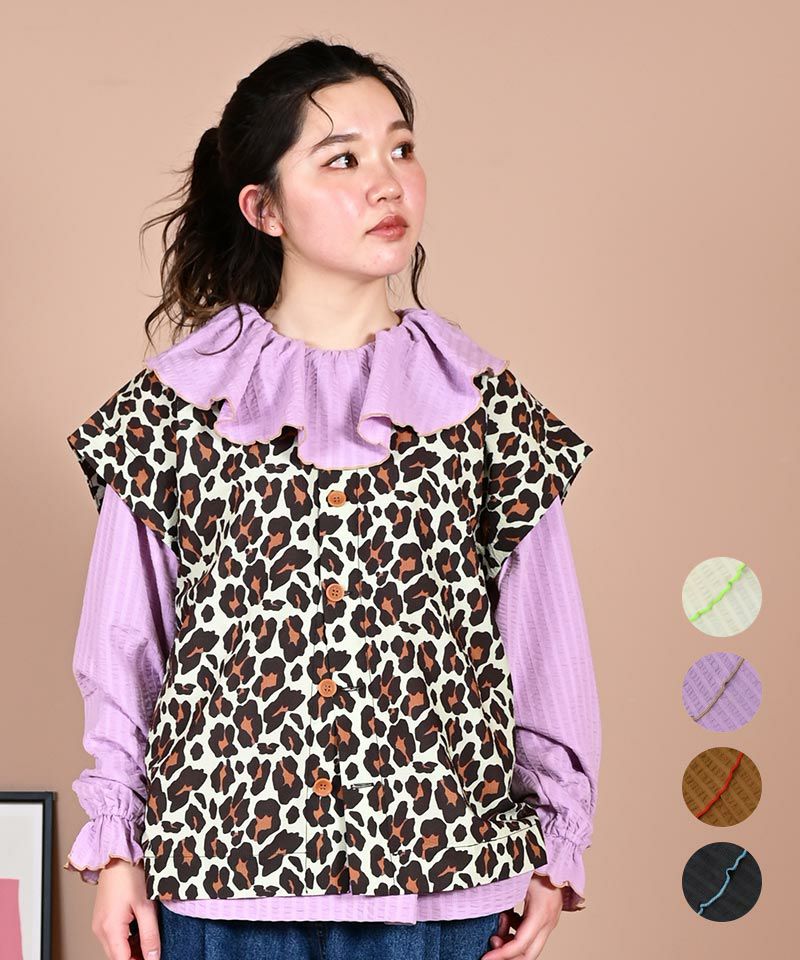 OUTLET】ニットサッカーフリルカラーカットソー(160cm) ｜ トップス