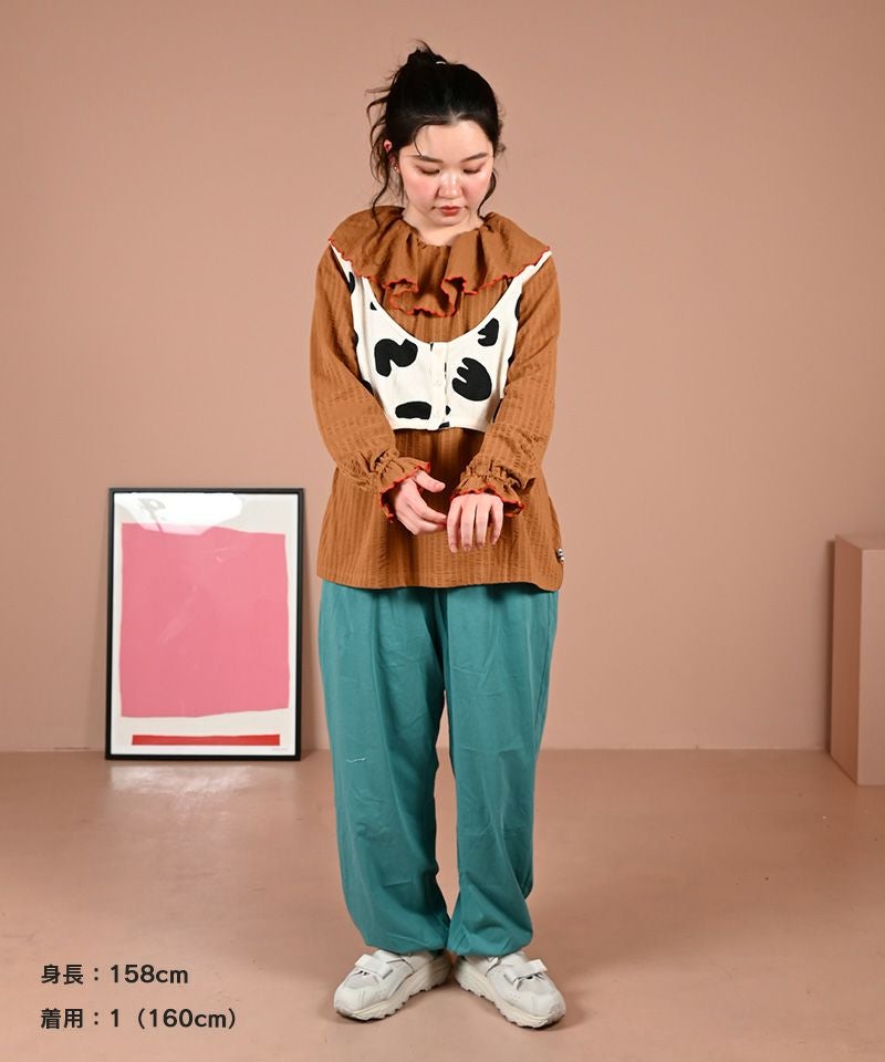 OUTLET】ニットサッカーフリルカラーカットソー(160cm) ｜ トップス