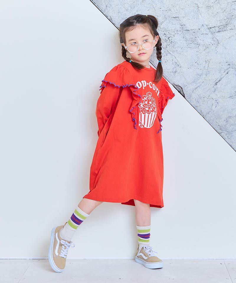 TIME SALE】【OUTLET】COTTON from U.S.Aナガソデラッフルワンピース