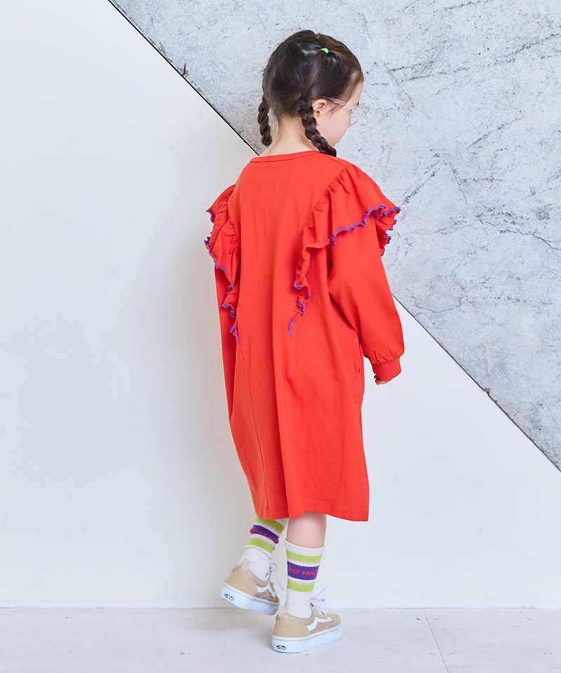 TIME SALE】COTTON from U.S.Aナガソデラッフルワンピース