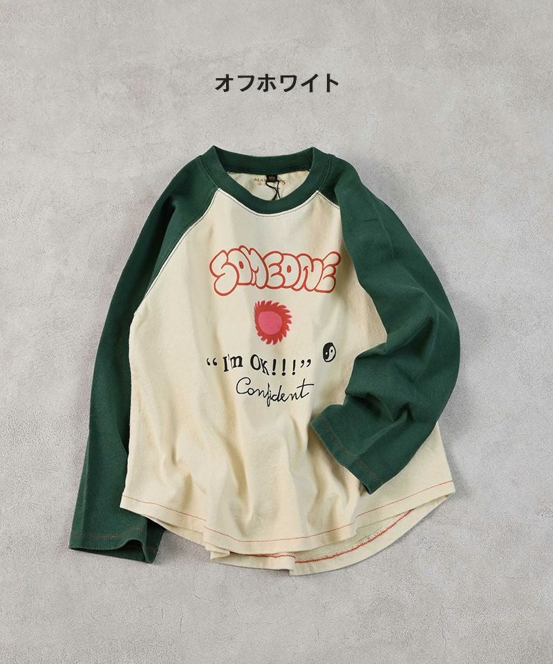 OUTLET】甘編み天竺ラグランプリントロンティー ｜ トップス ｜ 子供服