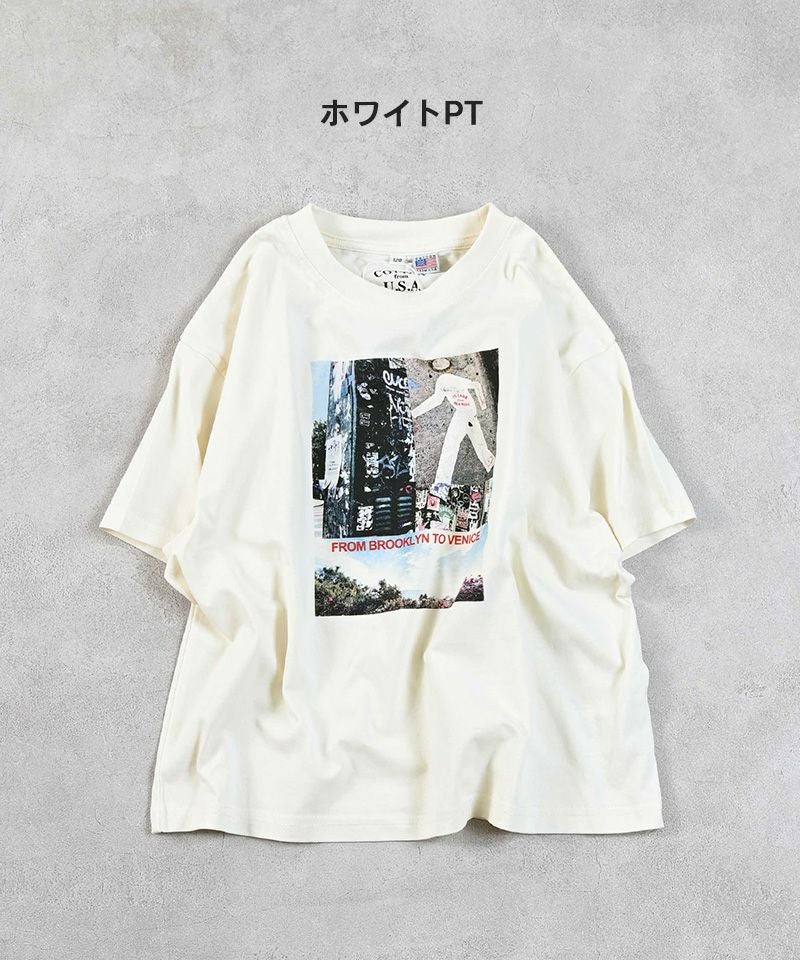 COTTON from U.S.A ビッグシルエットフォトプリントTシャツ