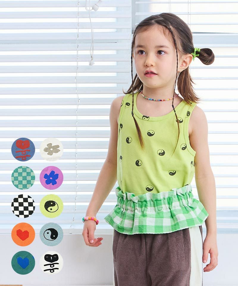 メゾピアノ　イエロー ノースリーブタンクトップ キャラクター付き ソウガラタンクトップ ｜ トップス ｜ 子供服のセレクトショップ