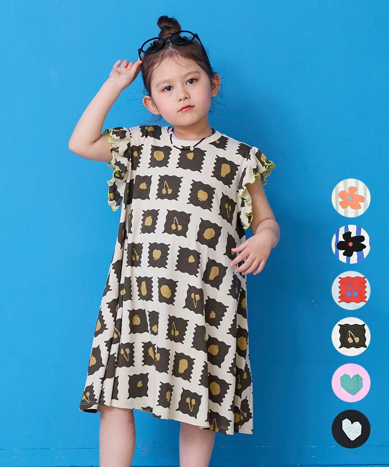 OUTLET】ソウガラフリルショルダーワンピース ｜ ワンピース ｜ 子供服