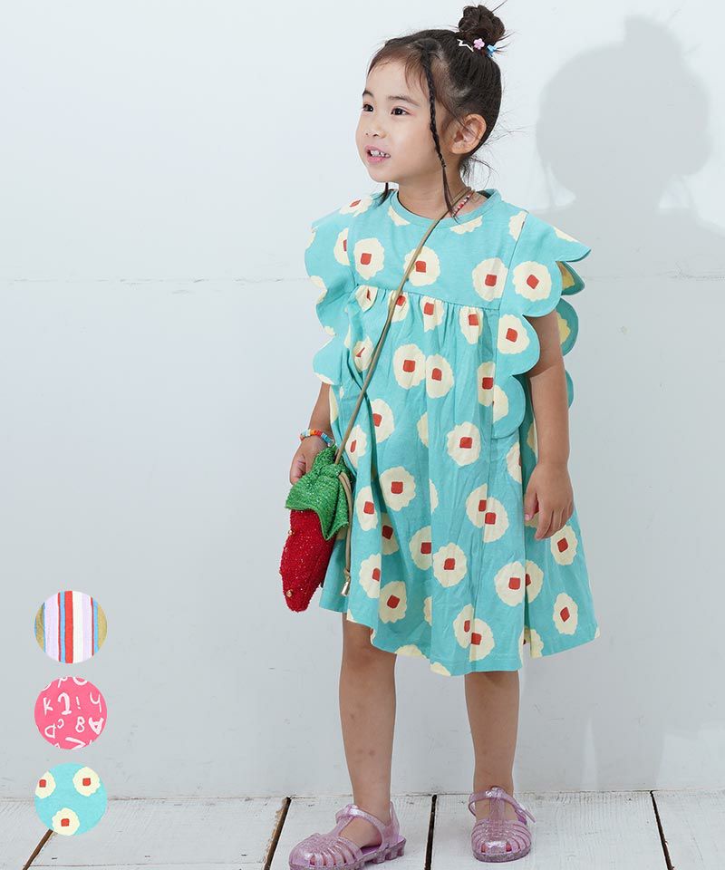 ソウガラスカラップスリーブワンピ－ス ｜ ワンピース ｜ 子供服の