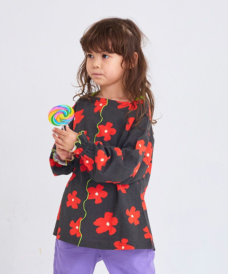 総柄フレアスリーブカットソー ｜ トップス ｜ 子供服のセレクト