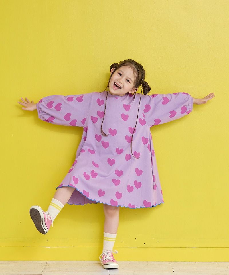 総柄ランタンスリーブワンピース ｜ ワンピース ｜ 子供服のセレクト