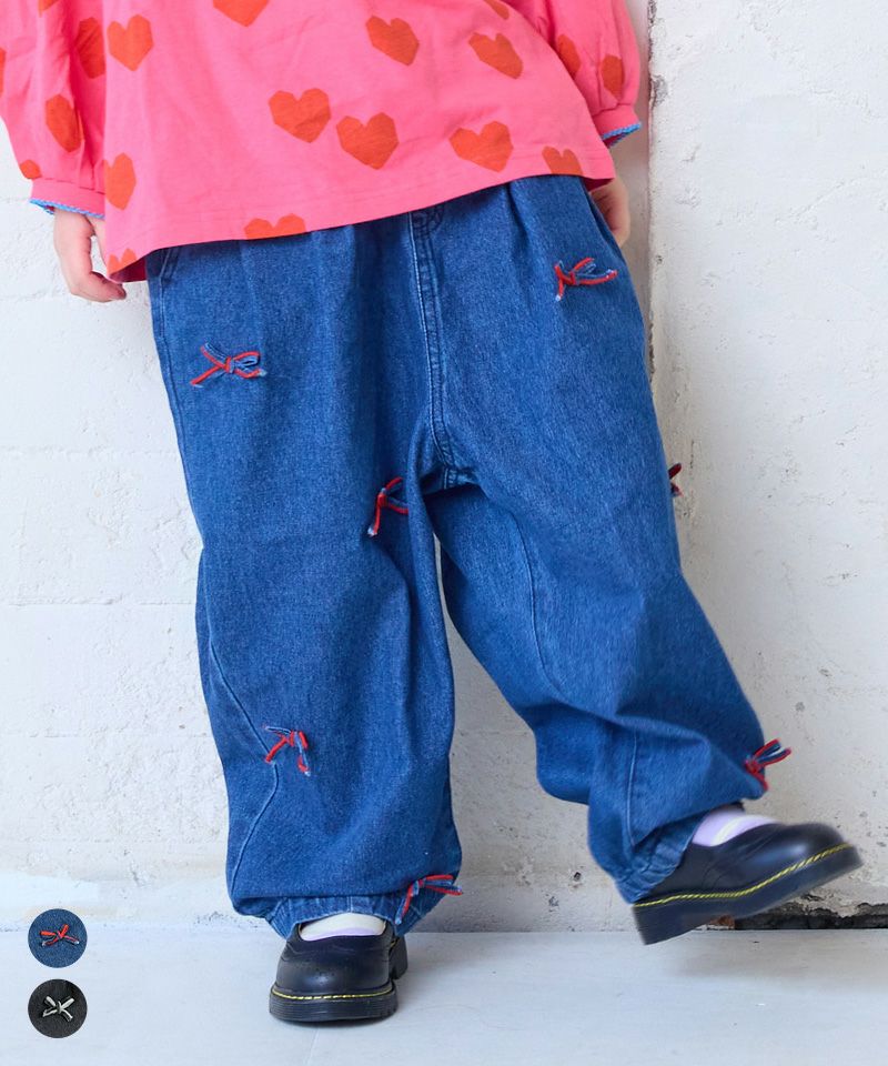 リボンいっぱいデニムバレルパンツ ｜ ボトムス ｜ 子供服のセレクト