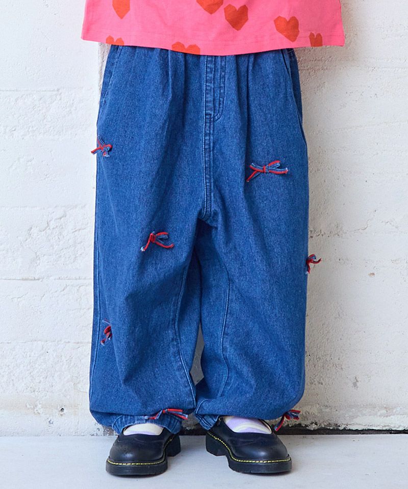 リボンいっぱいデニムバレルパンツ ｜ ボトムス ｜ 子供服のセレクト