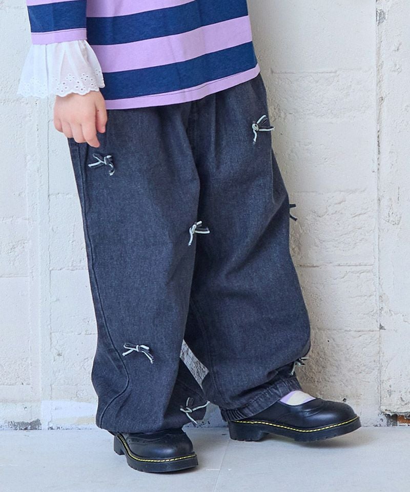 萌　モユル　リボンいっぱいパンツ リボンいっぱいデニムバレルパンツ ｜ ボトムス ｜ 子供服のセレクト
