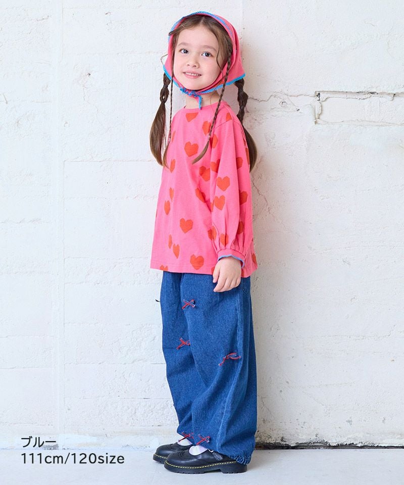 萌　モユル　リボンいっぱいパンツ リボンいっぱいデニムバレルパンツ ｜ ボトムス ｜ 子供服のセレクト