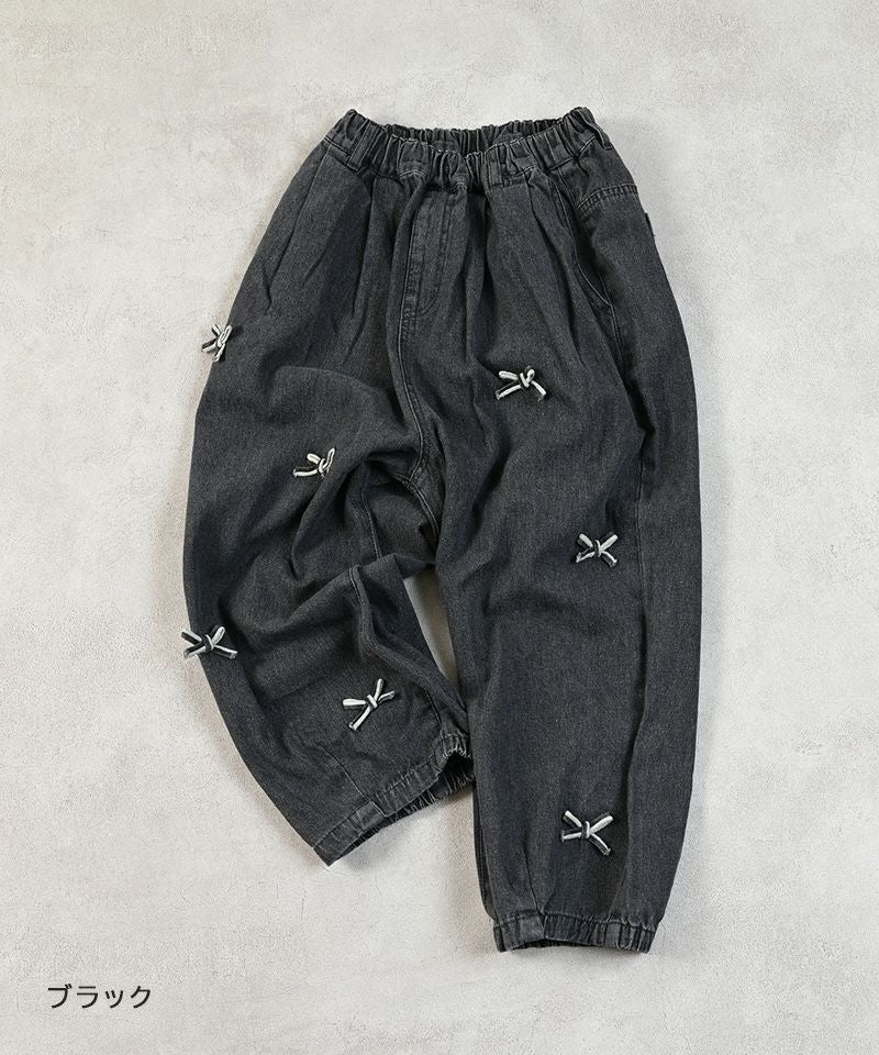 萌　モユル　リボンいっぱいパンツ リボンいっぱいデニムバレルパンツ / 大人サイズ ｜ ボトムス ｜ 子供