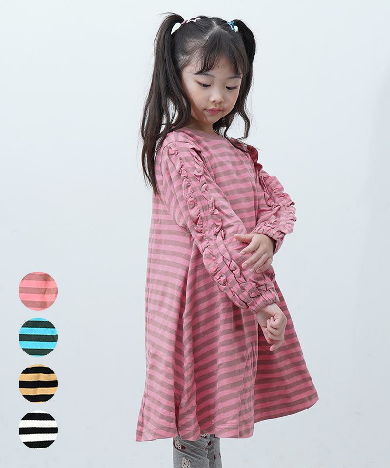 フリルスリーブボーダーワンピース ｜ ワンピース ｜ 子供服のセレクト