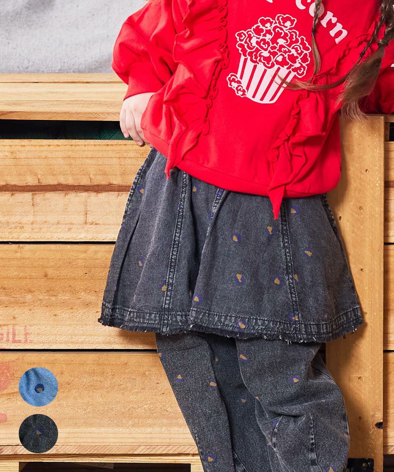 レオパードデニムフレアーミニスカート ｜ ボトムス ｜ 子供服の