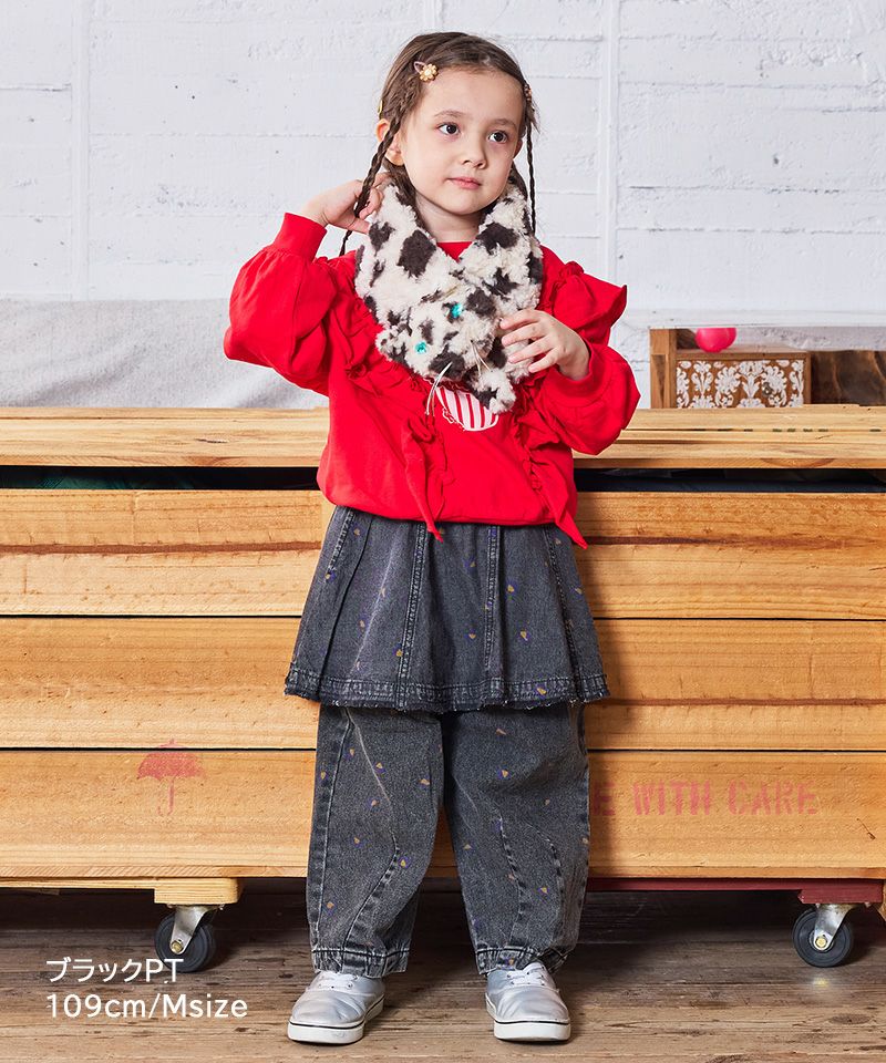 レオパードデニムフレアーミニスカート ｜ ボトムス ｜ 子供服の