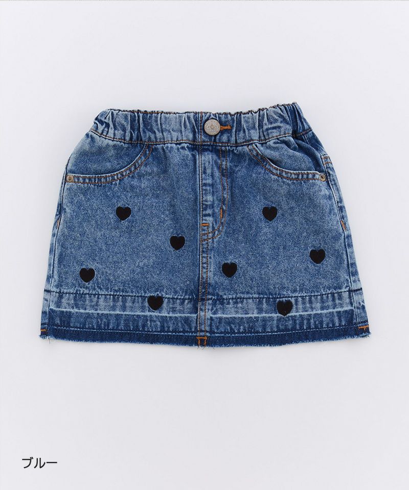 ハート刺繍デニムミニスカート ｜ ボトムス ｜ 子供服のセレクト