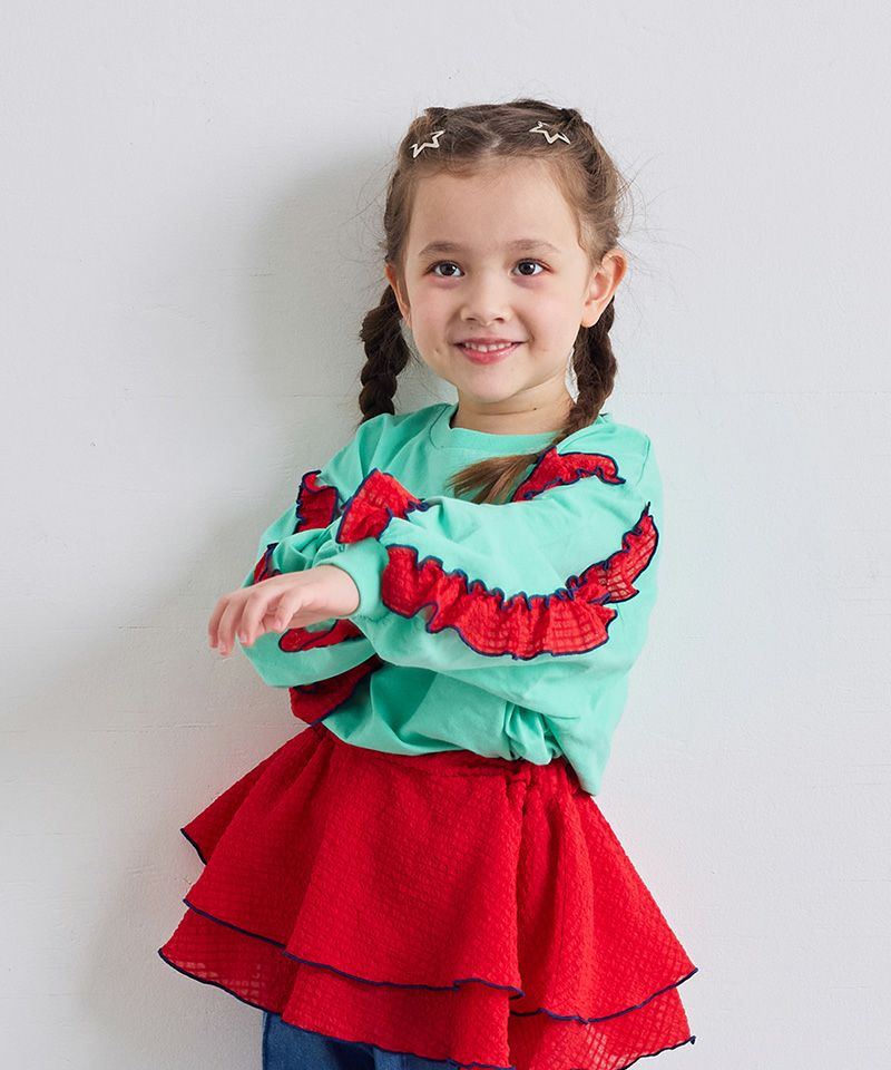 ショルダーチェックフリルロンT ｜ トップス ｜ 子供服のセレクト