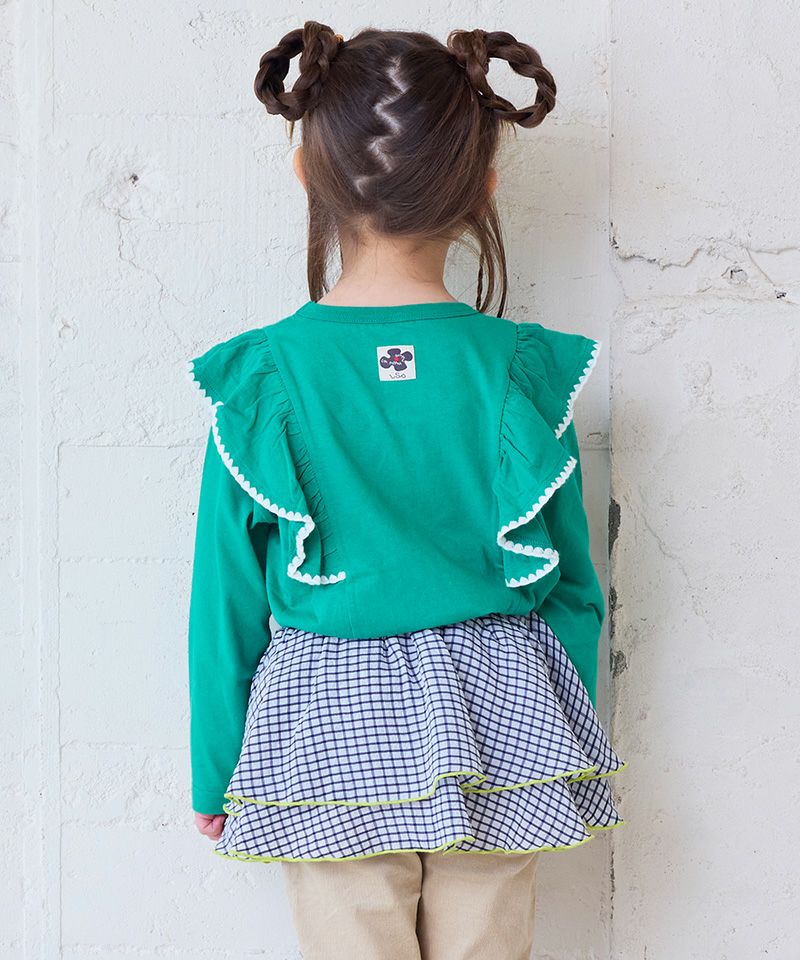 新品 BRILL raspail ブリル別注LOGロングTシャツ グリーン フリル刺繍ロンT ｜ トップス ｜ 子供服のセレクトショップ MARKEY'S