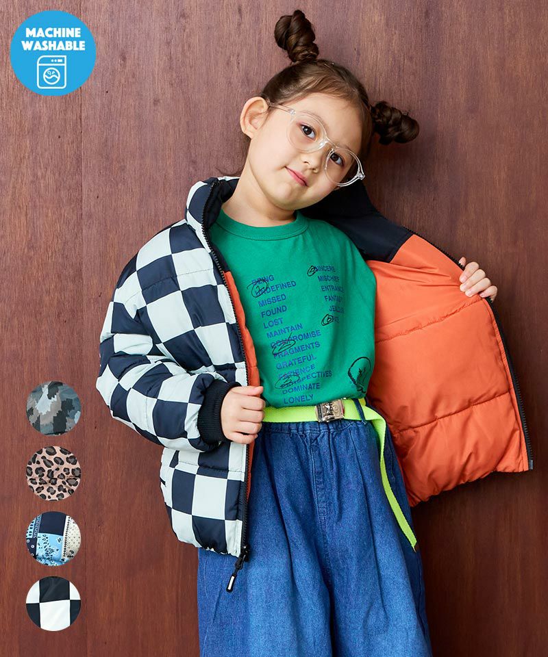 マシンウォッシャブル】リバーシブル総柄スタンドカラーブルゾン