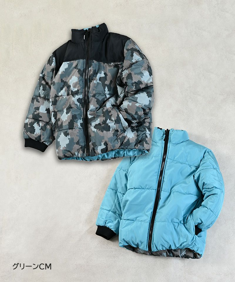 マシンウォッシャブル】リバーシブル総柄スタンドカラーブルゾン