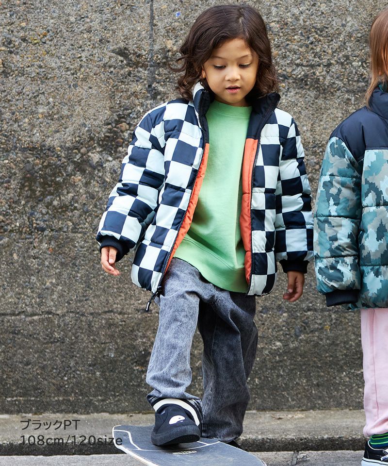 TIME SALE】【マシンウォッシャブル】リバーシブル総柄スタンドカラー