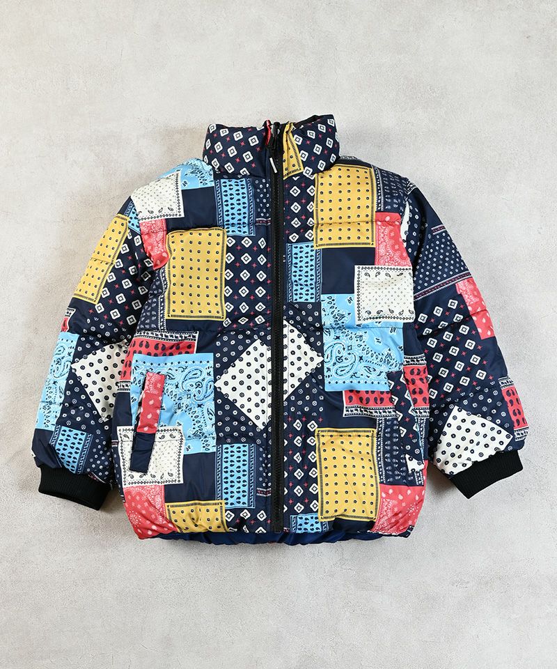 マシンウォッシャブル】リバーシブル総柄スタンドカラーブルゾン