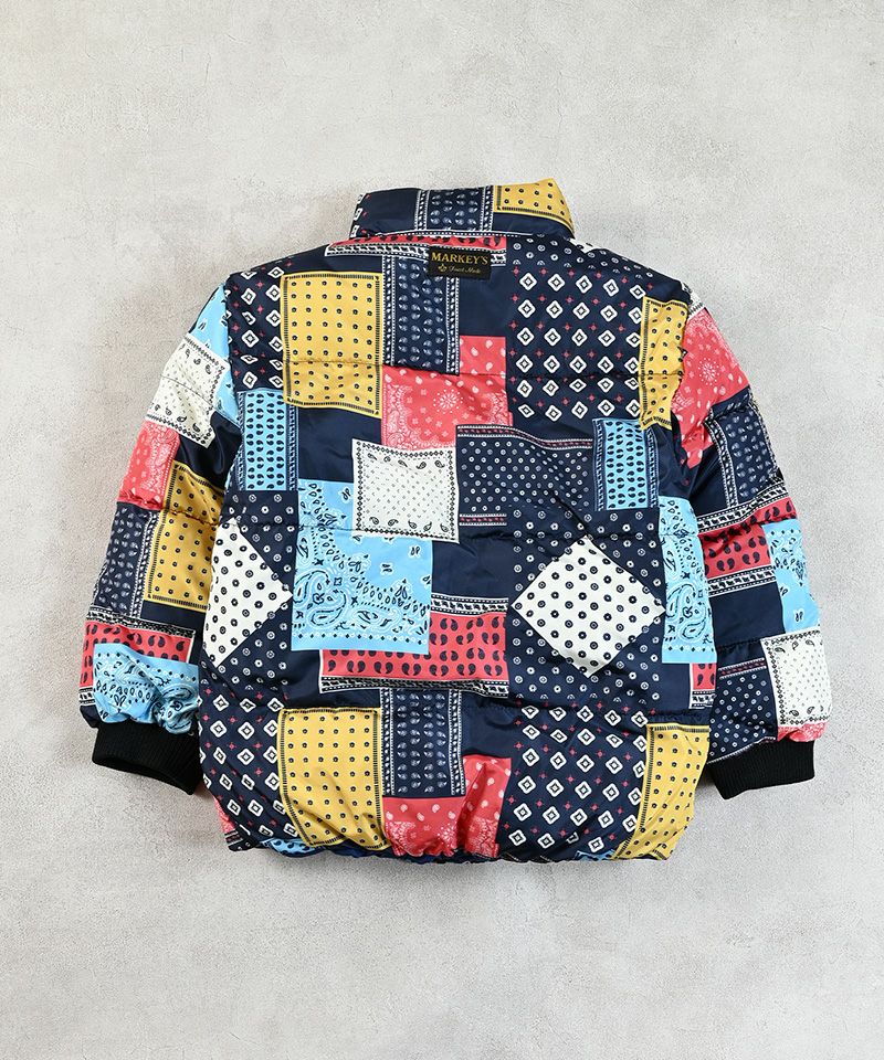 マシンウォッシャブル】リバーシブル総柄スタンドカラーブルゾン