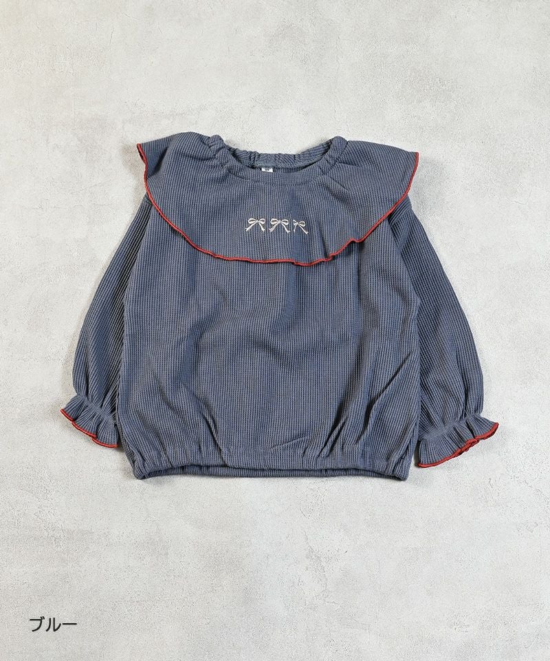 両面ワッフル襟刺繍メローカットソー／一部店舗限定 ｜ トップス