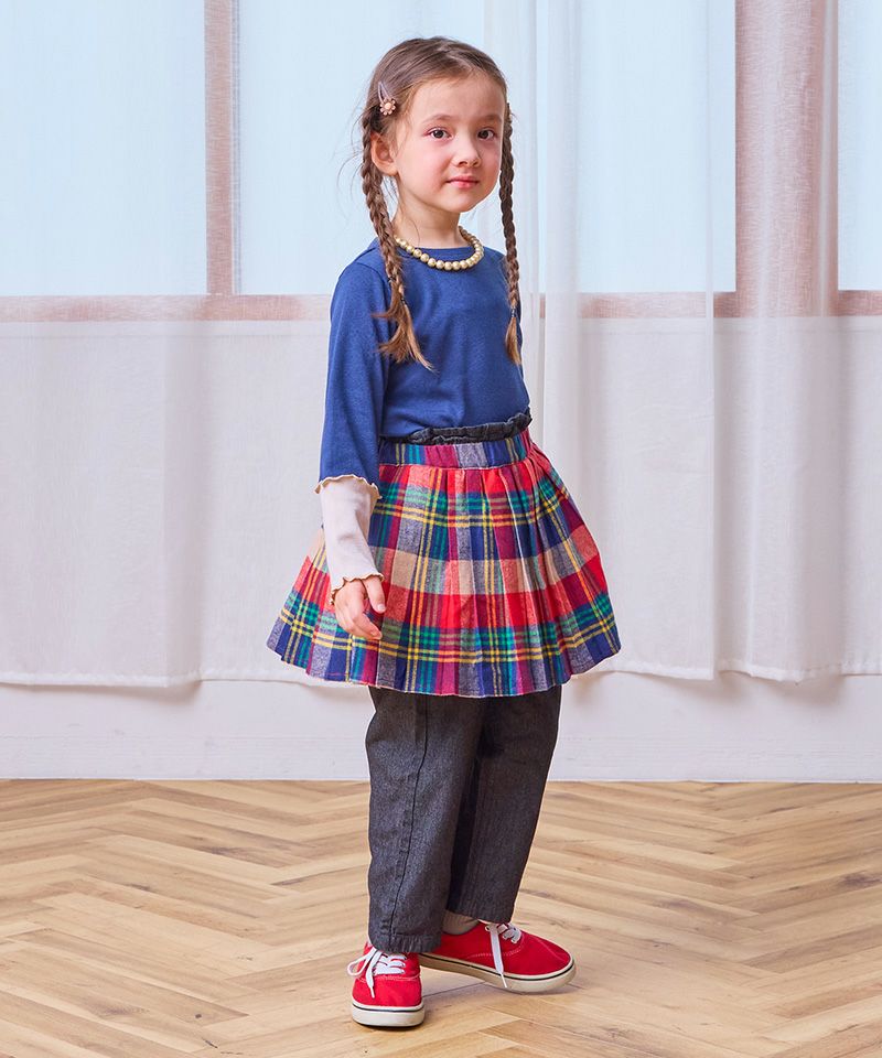 【8-9Y】HELLOLUPO　ハイウエストデニム ハイウエストフリルデニムパンツ ｜ ボトムス ｜ 子供服のセレクト
