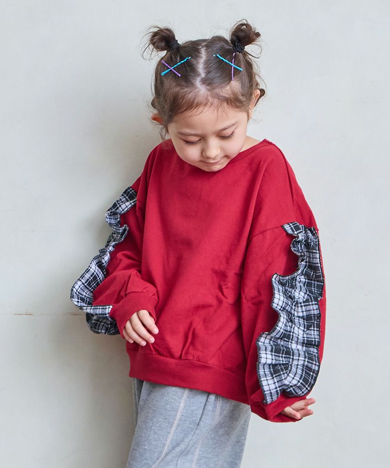 裏毛袖ビエラチェックトレーナー／一部店舗限定 ｜ トップス ｜ 子供服