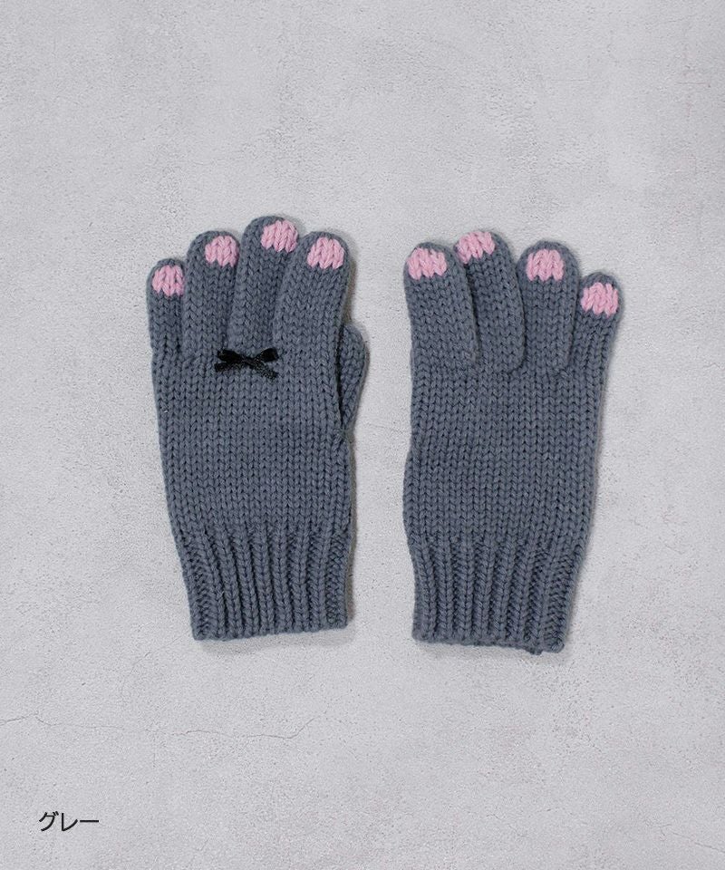 saki様、me-co♡様ハンドメイド♡キッズベロアリボンパール手袋グレー ネイル&リボン手袋 ｜ ファッション雑貨 ｜ 子供服のセレクトショップ