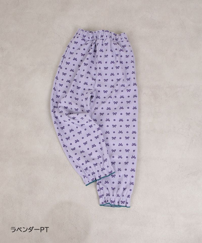 のびっとぬくっとリボン総柄ロングパンツ ｜ ボトムス ｜ 子供服の