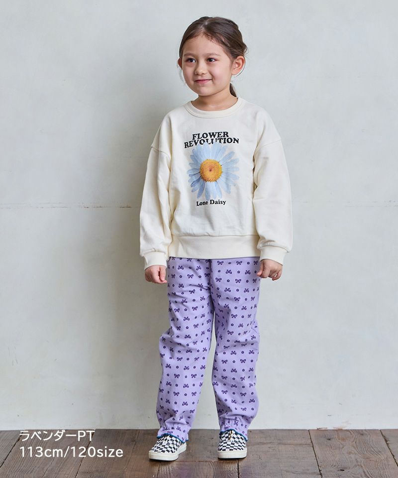 のびっとぬくっとリボン総柄ロングパンツ ｜ ボトムス ｜ 子供服の