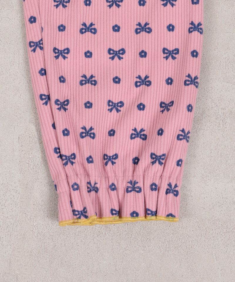 のびっとぬくっとリボン総柄ロングパンツ ｜ ボトムス ｜ 子供服の
