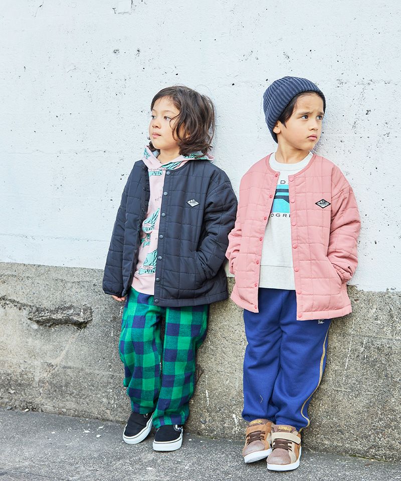 マシンウォッシャブル】スクエアキルトノーカラージャケット