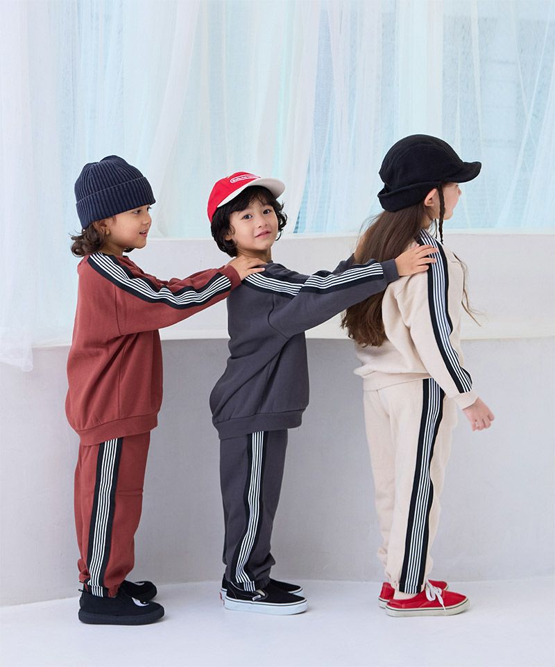 セットアップ】裏起毛ワンポイントサイドラインBIGスウェット／一部