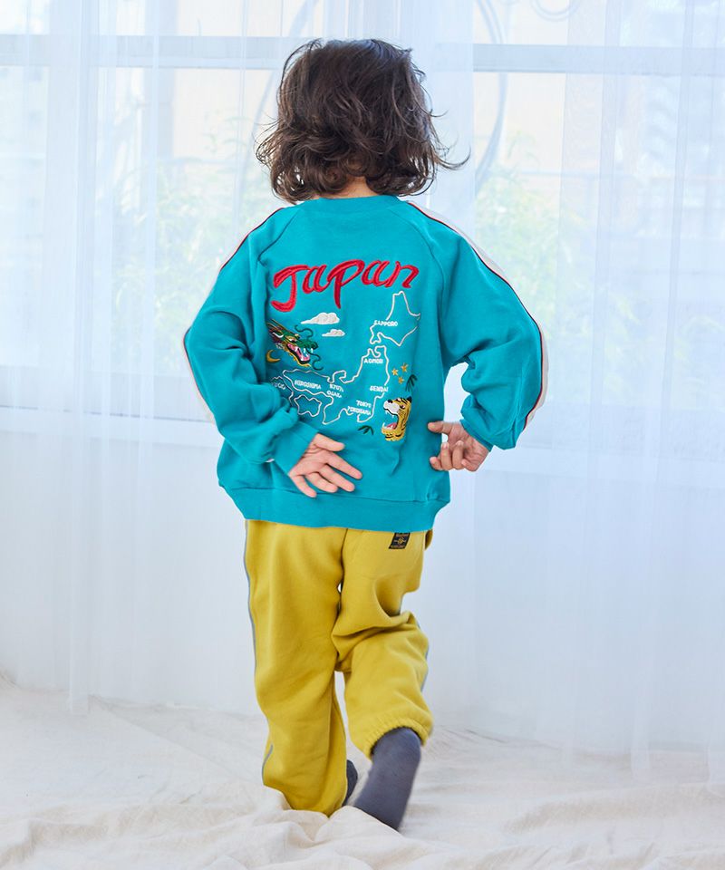 裏毛スカジャン風刺繍総ライントレーナー／一部店舗限定 ｜ トップス