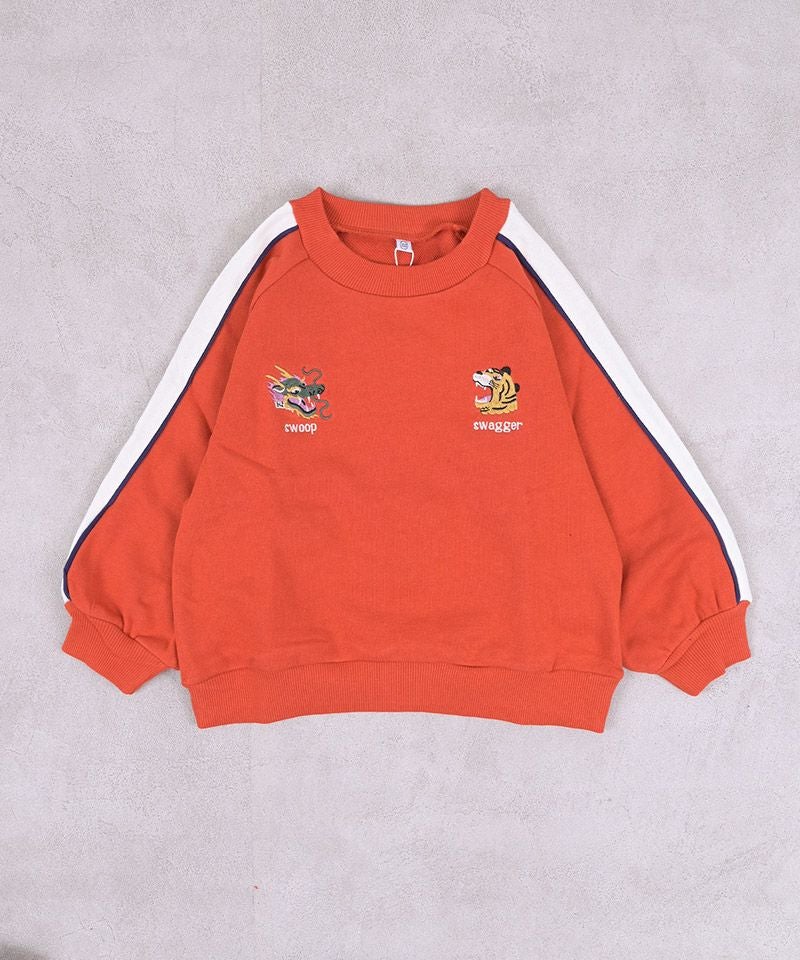 裏毛スカジャン風刺繍総ライントレーナー／一部店舗限定 ｜ トップス