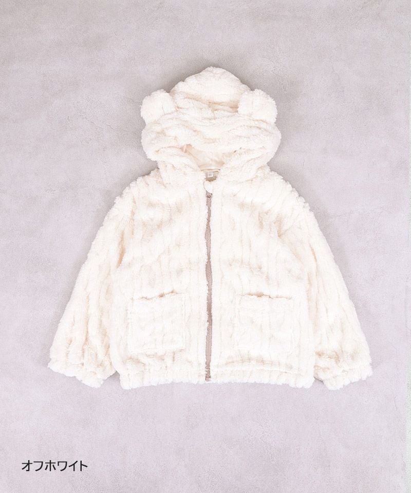 耳付きボアブルゾン140白 TIME SALE】ミミツキケーブルボアジャケット ｜ アウター・ジャケット