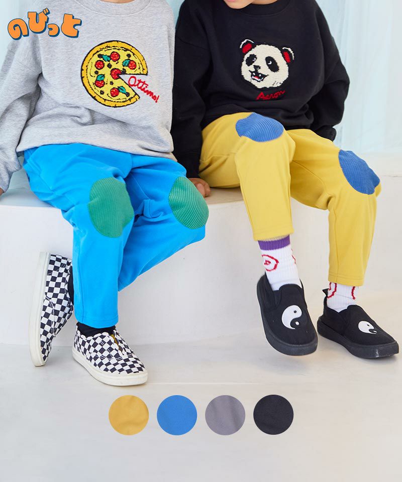 のびっとぬくっとヒザパッチワークロングパンツ ｜ ボトムス ｜ 子供服