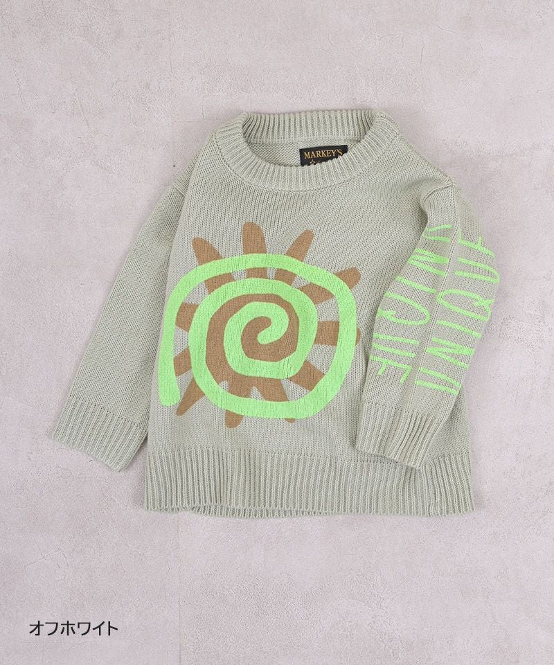 マシンウォッシャブル】クルーネックプリントセーター ｜ トップス