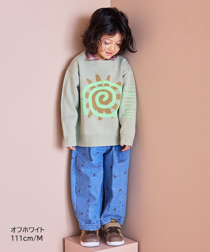 マシンウォッシャブル】クルーネックプリントセーター ｜ トップス