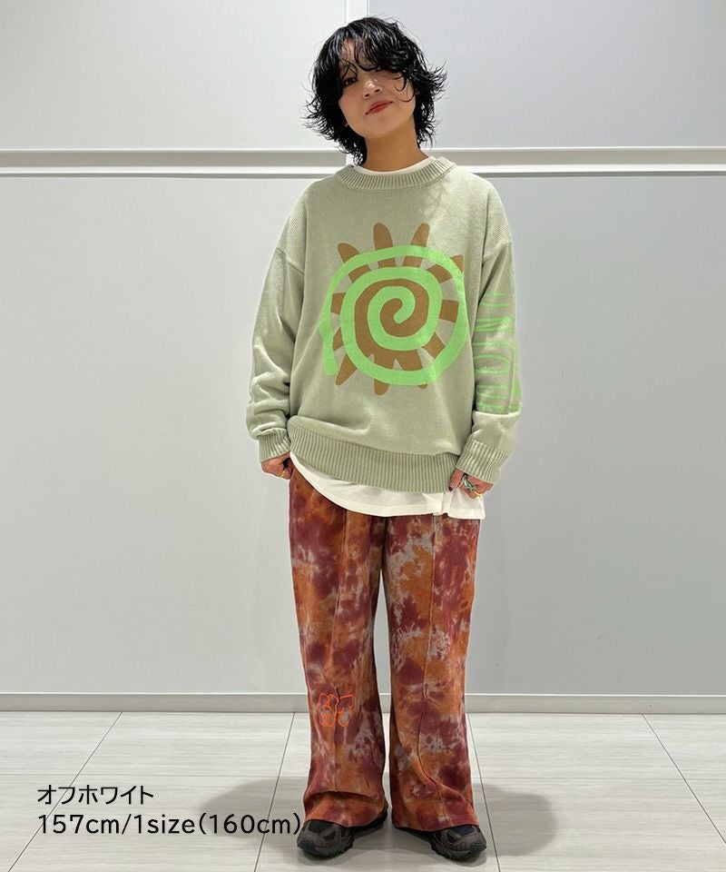 マシンウォッシャブル】クルーネックプリントセーター／大人サイズ