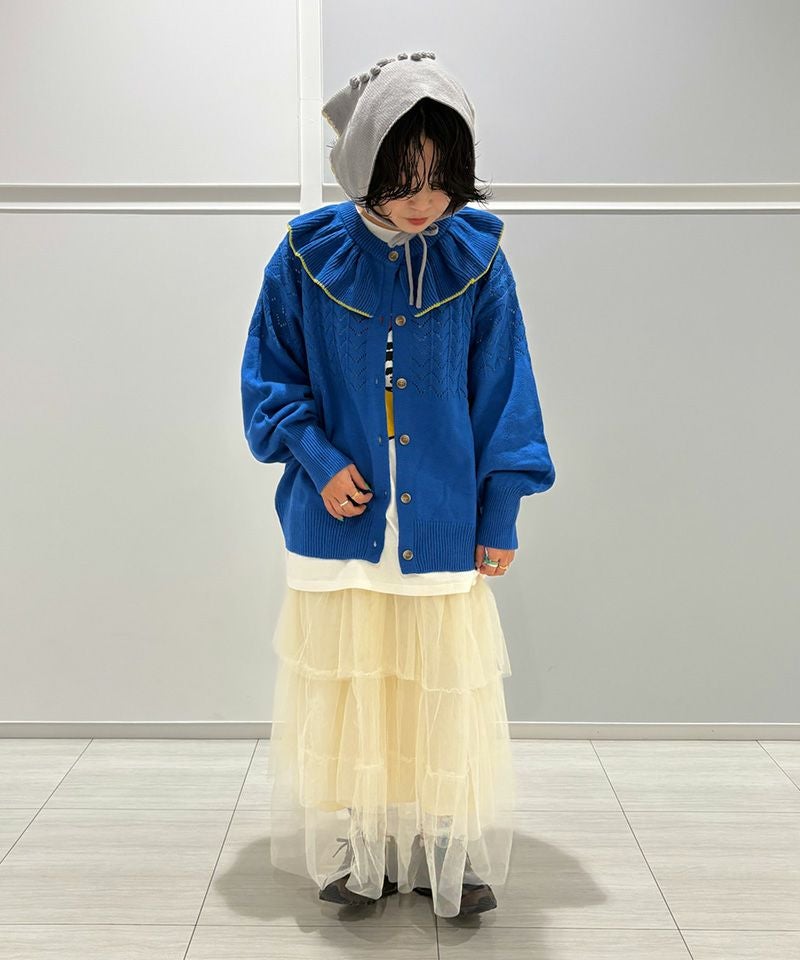 マシンウォッシャブル】ポンポンフラワーニットバブーシュカ