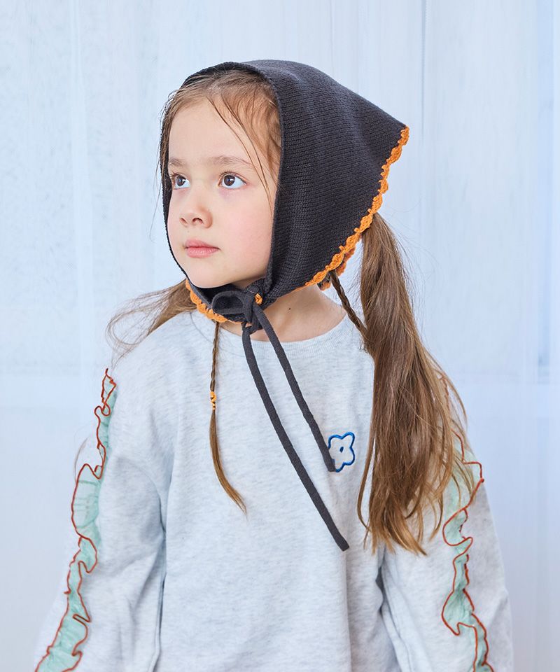 マシンウォッシャブル】ポンポンフラワーニットバブーシュカ