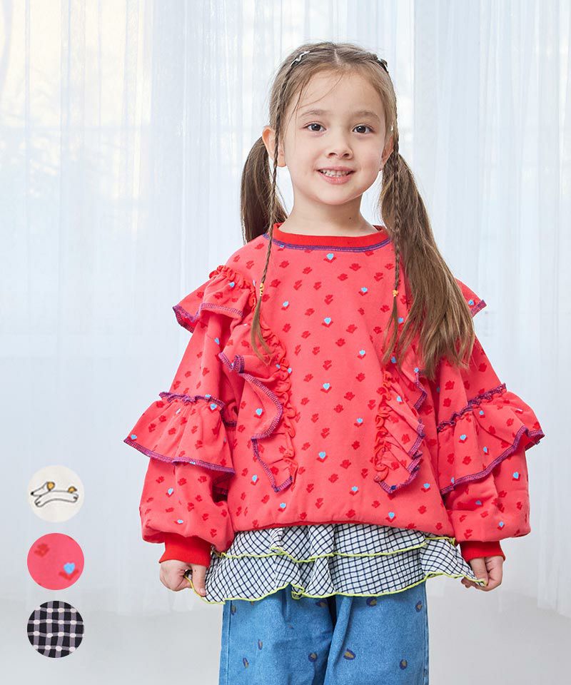 TIME SALE】総柄ダブルフリルトレーナー ｜ トップス ｜ 子供服の