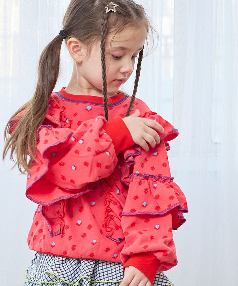 総柄ダブルフリルトレーナー ｜ トップス ｜ 子供服のセレクトショップ